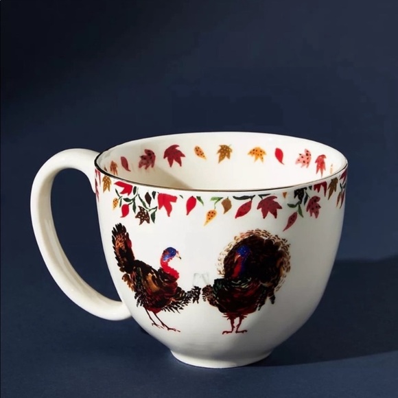 Anthropologie Inslee Fariss Coffee Mug, Turkey , Fall Autumn new unused - Picture 1 of 4